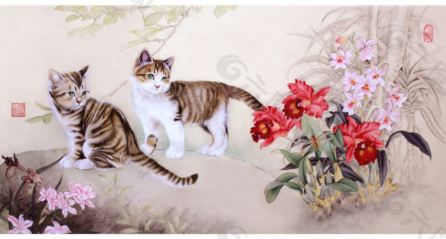 卢芳工笔画猫咪