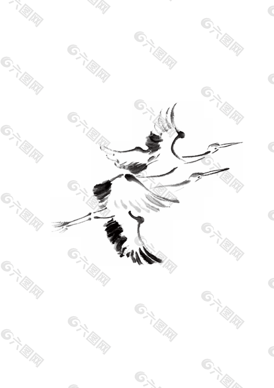 国画风鹤素材