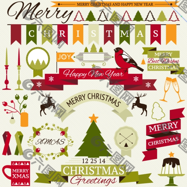 圣诞节边框花纹图标标签素材设计元素素材免费下载 图片编号 六图网