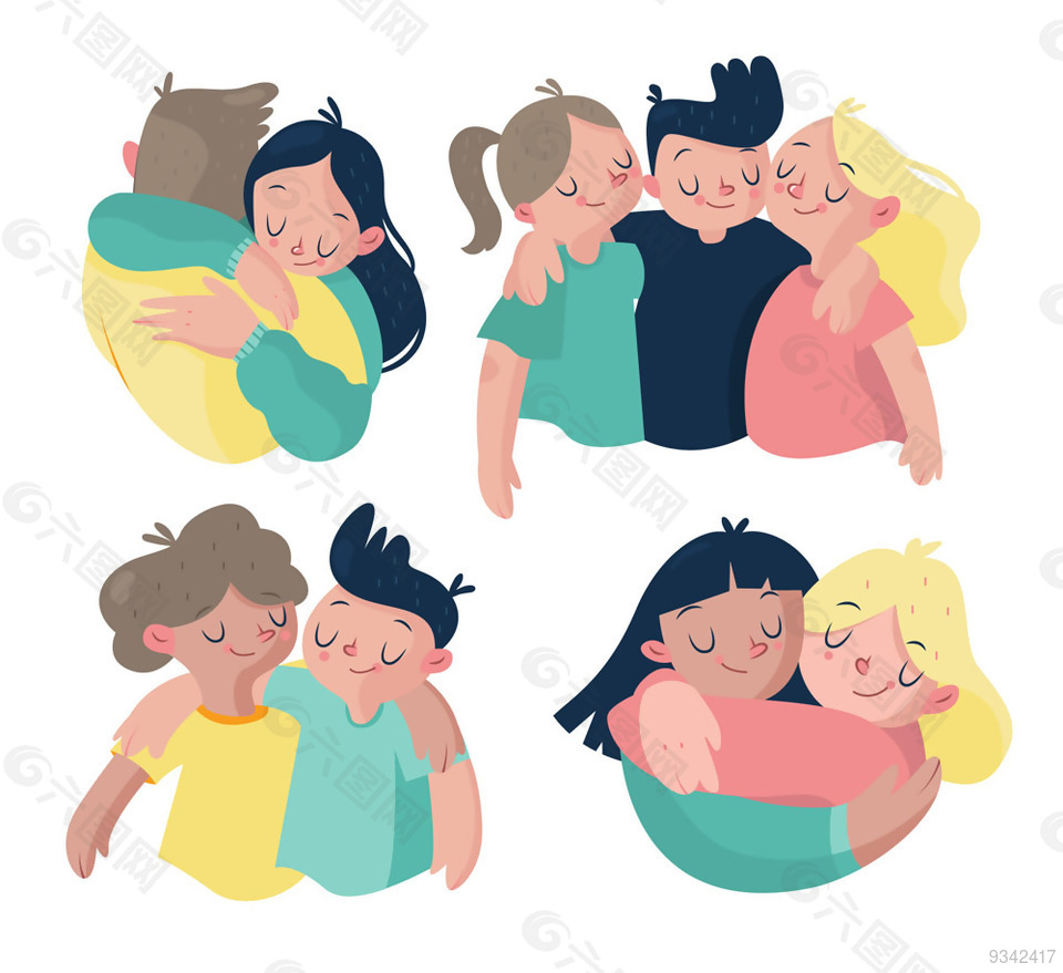 4组创意亲密朋友设计矢量素材