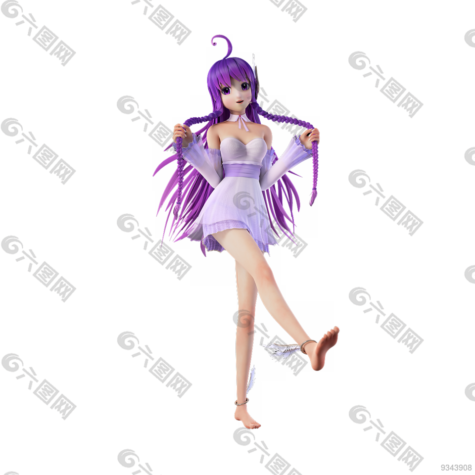 紫发动漫少女设计元素素材免费下载 图片编号 六图网