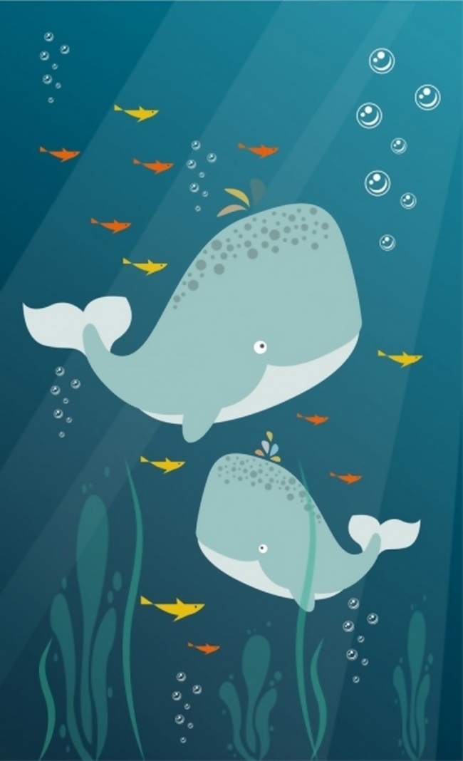 海底卡通鲸鱼
