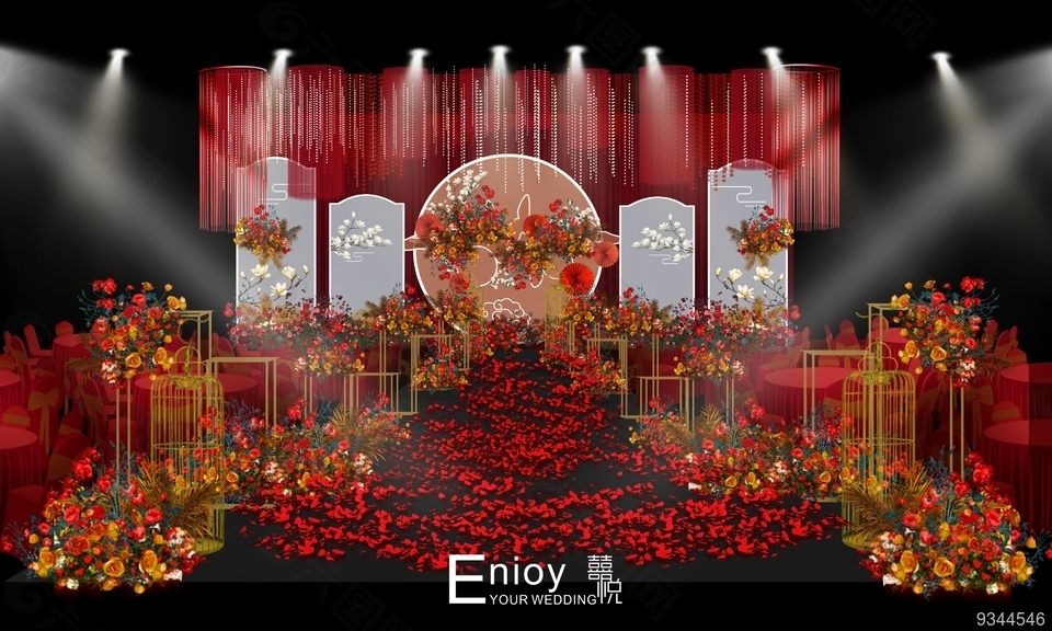 红色中式婚礼效果图