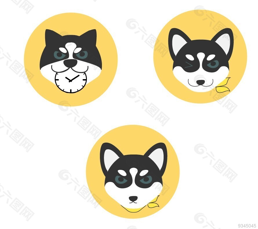 哈士奇 狗 卡通 雪橇犬