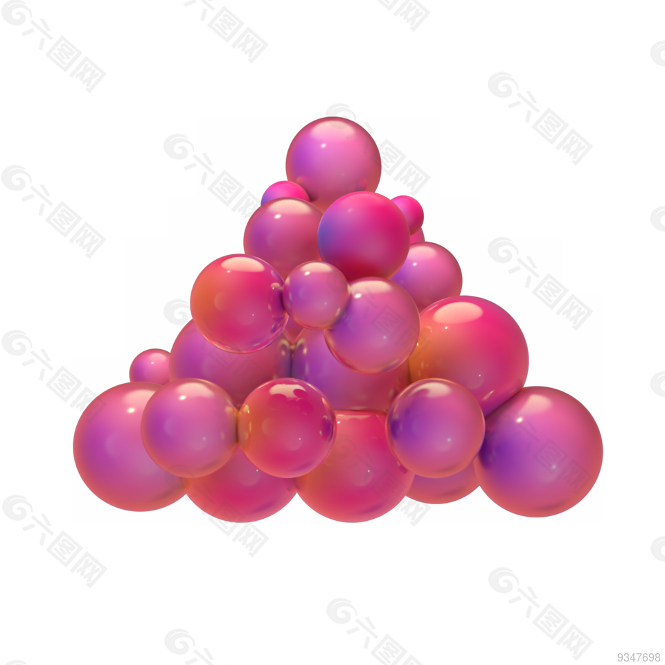 C4D立体圣诞节粉色炫彩风格装饰元素球