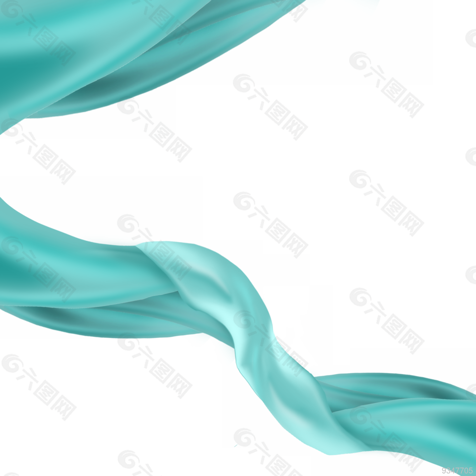 蓝绿色绸缎飘带美容海报通用素材下载