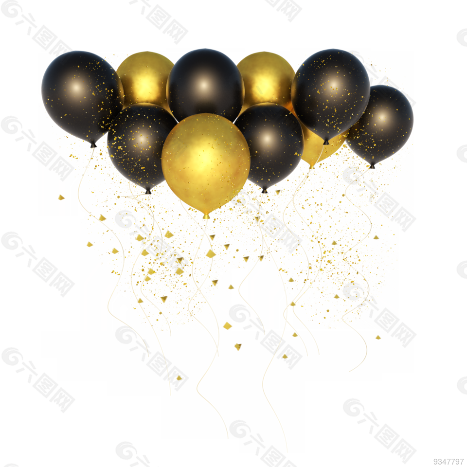 黑金风格漂浮气球c4d立体海报装饰 1 设计元素素材免费下载 图片编号 六图网