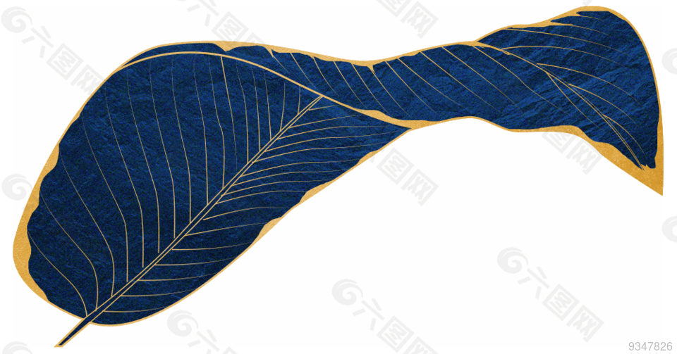 中式金色描边蓝色叶子(1000x524)