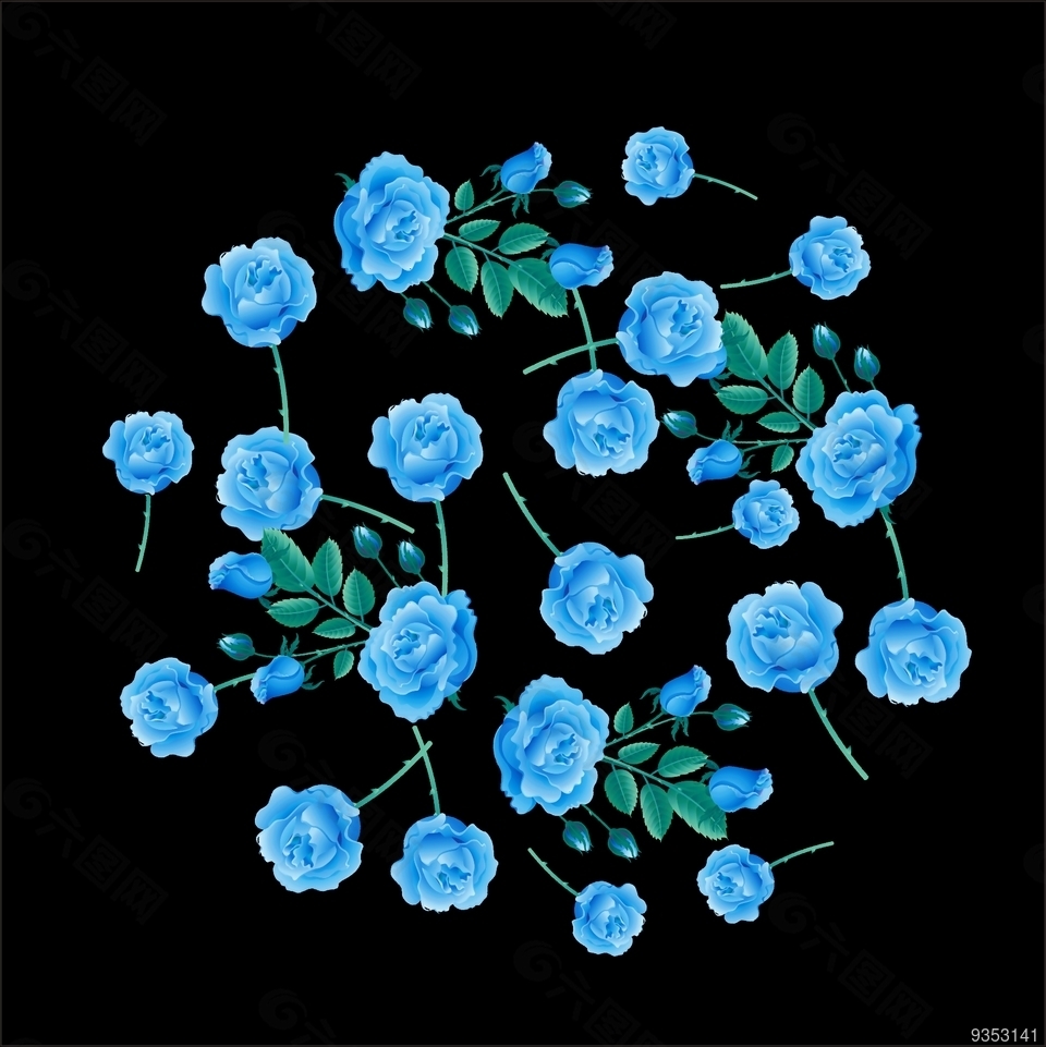 花+花朵+玫瑰花+蓝色玫瑰花