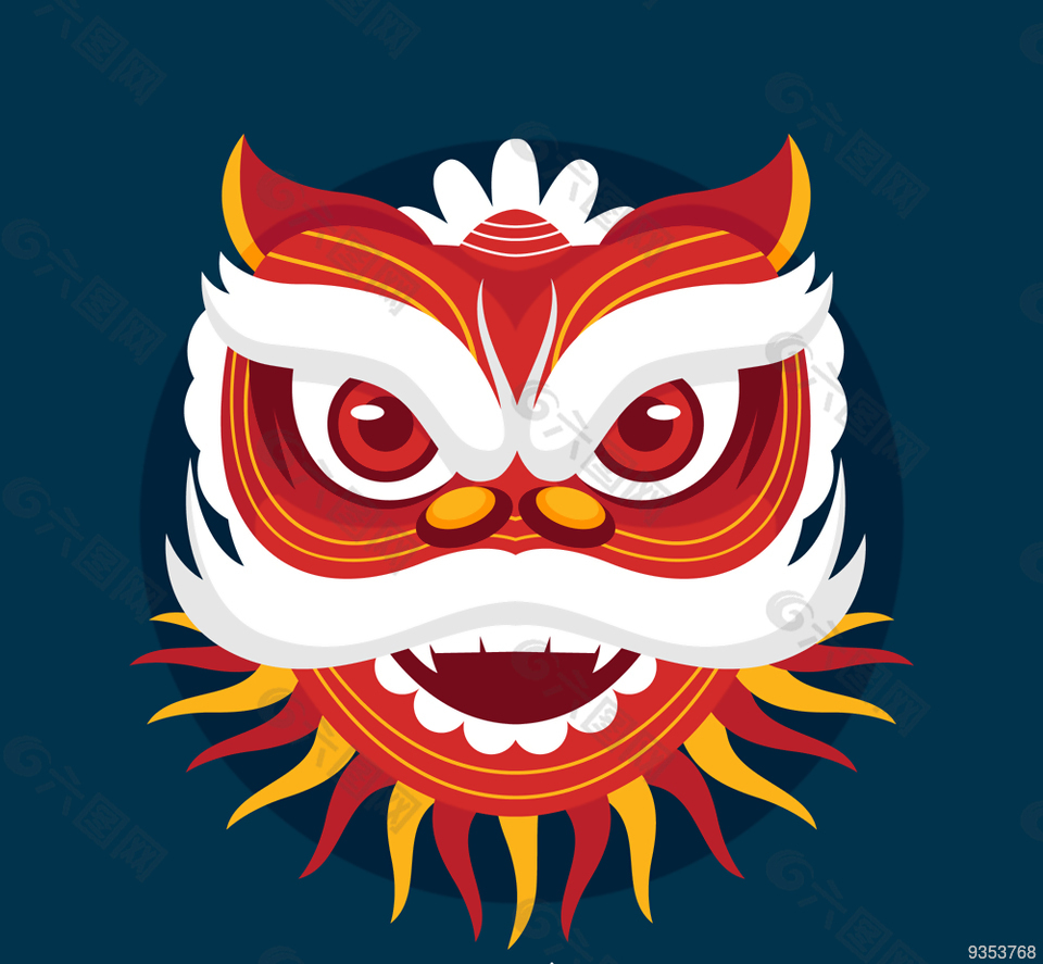 创意节日舞狮狮头矢量素材