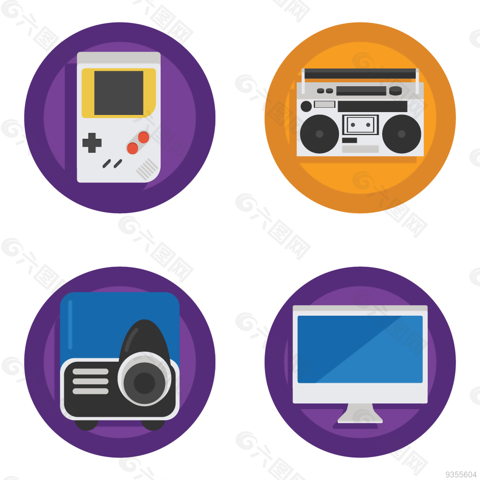 录音机电脑投影仪图标