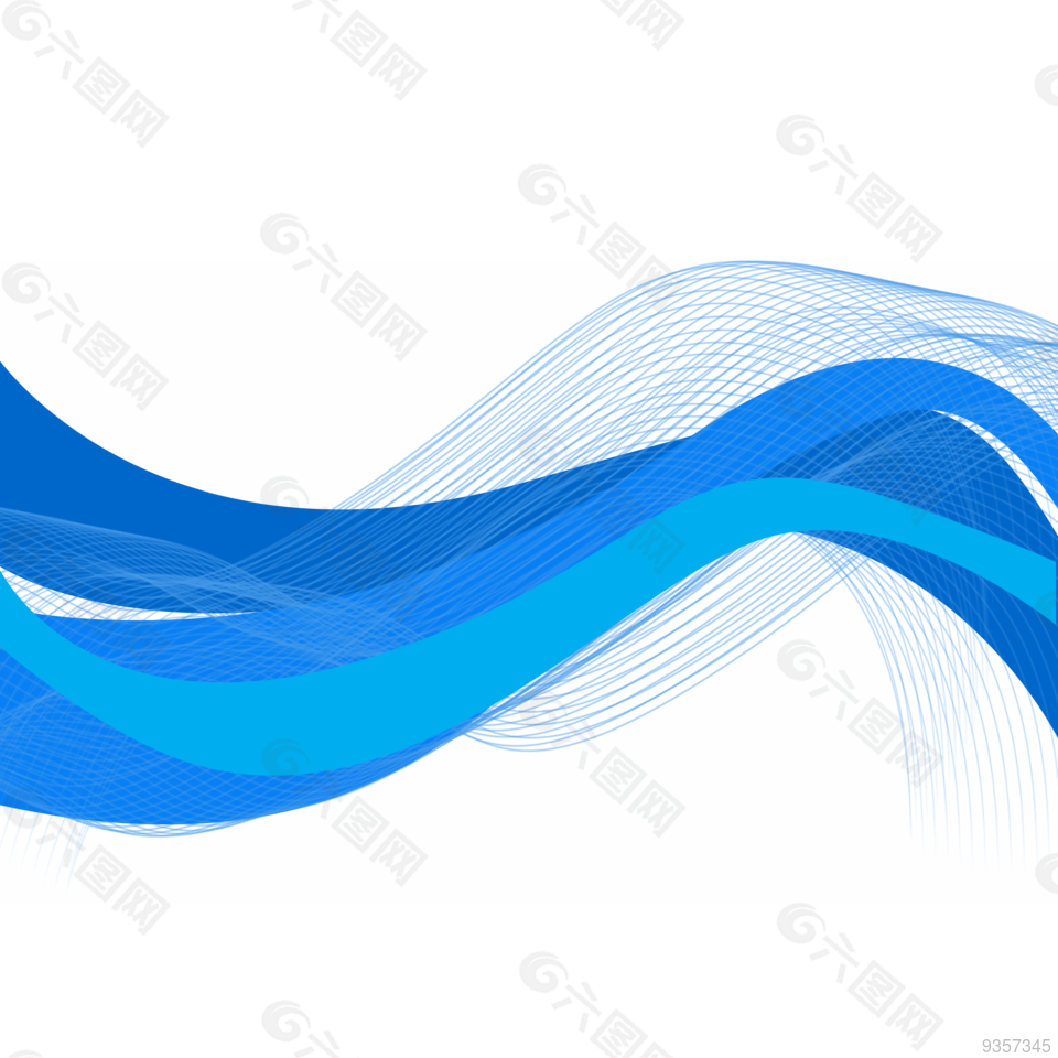 蓝色系矢量科技波浪装饰