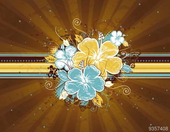 花朵 叶子 咖啡色 渐变