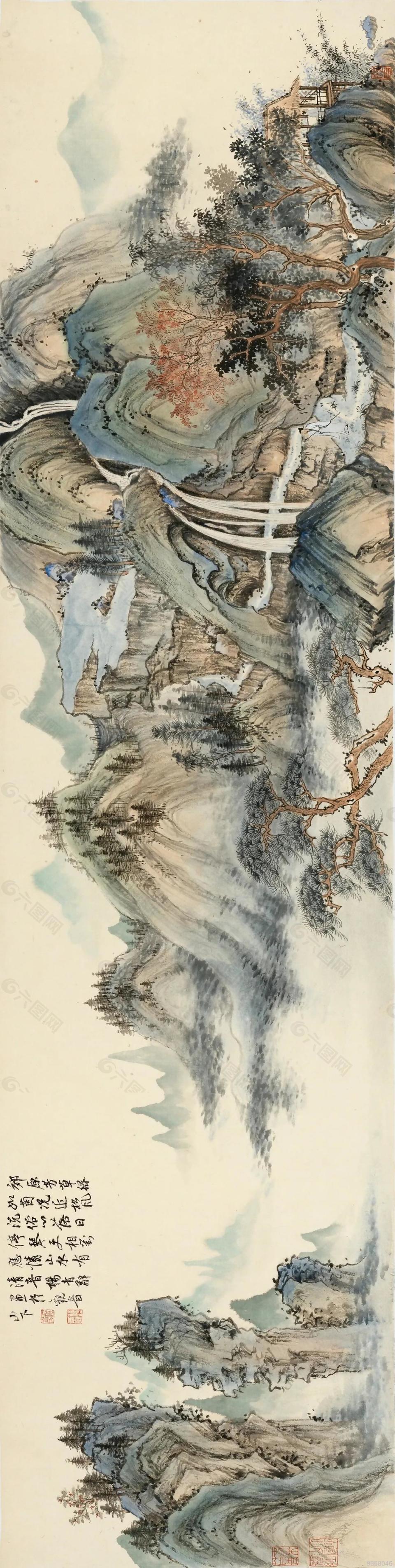 春山悬瀑图｜杨青辞国画选