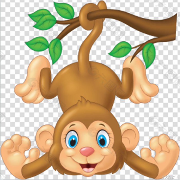 矢量图挂在树上的猴子