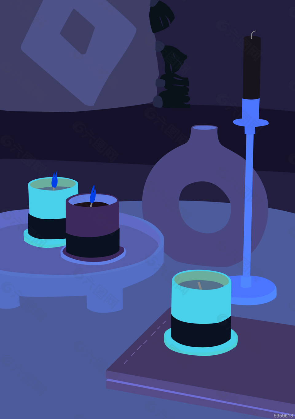 时尚家居摆件插画