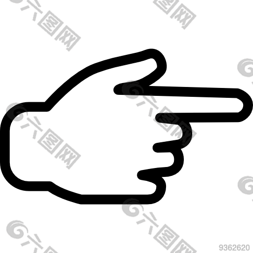 手指 黑白 图标 右边 方向
