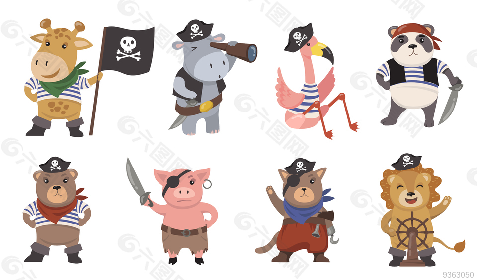 动物 海盗 航海王 可爱 手绘 卡通