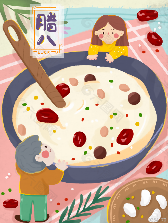 腊八粥卡通插画设计