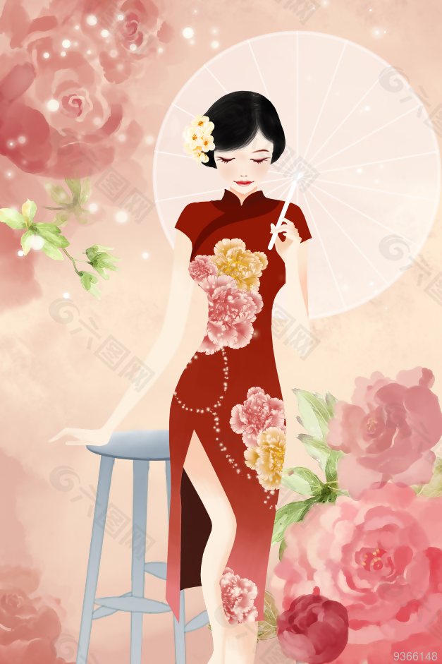 民国风美女插画