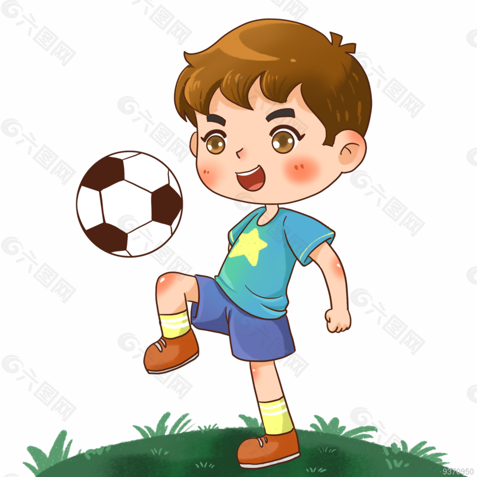 踢足球的男孩卡通素材