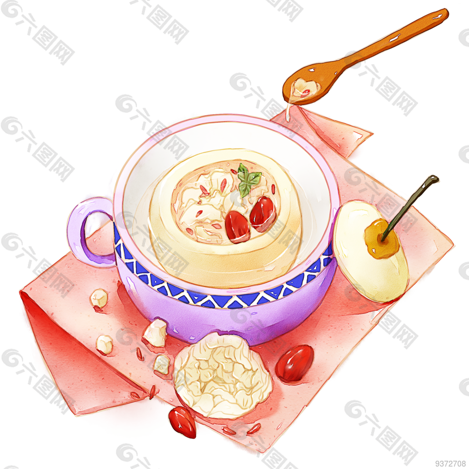 冰糖炖梨创意手绘插画