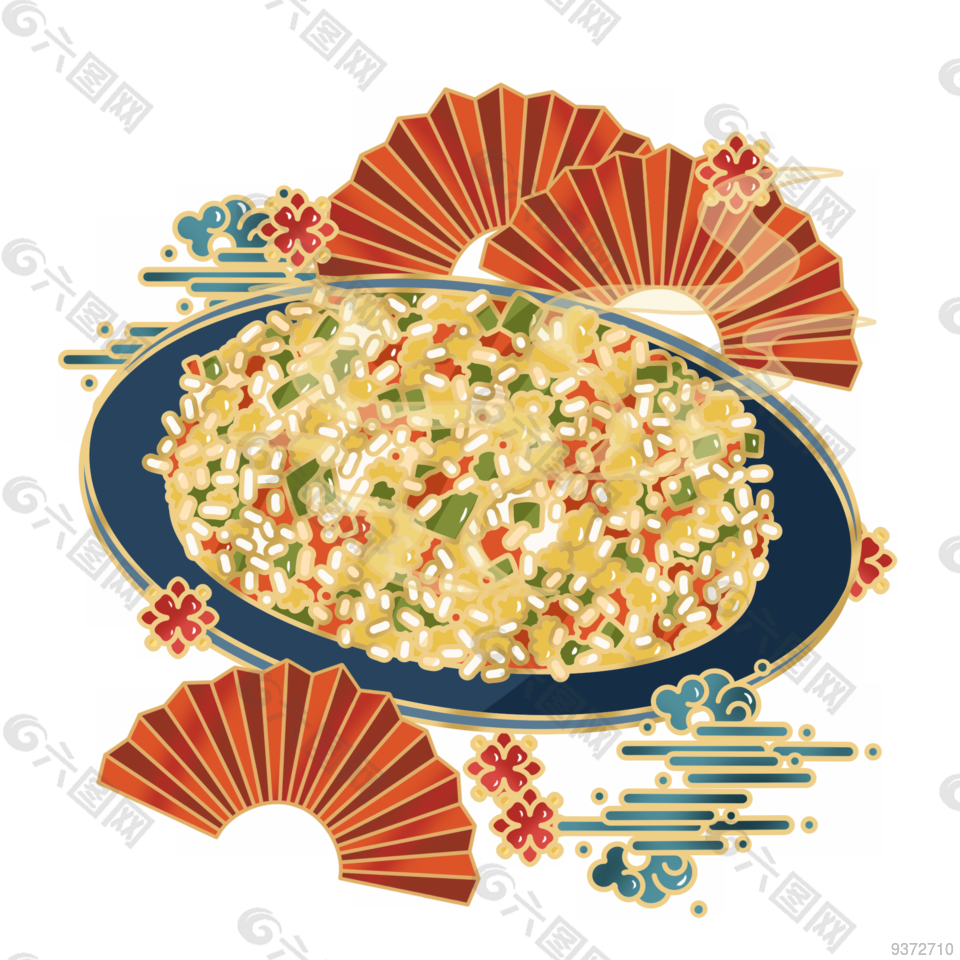 炒饭手绘插画设计