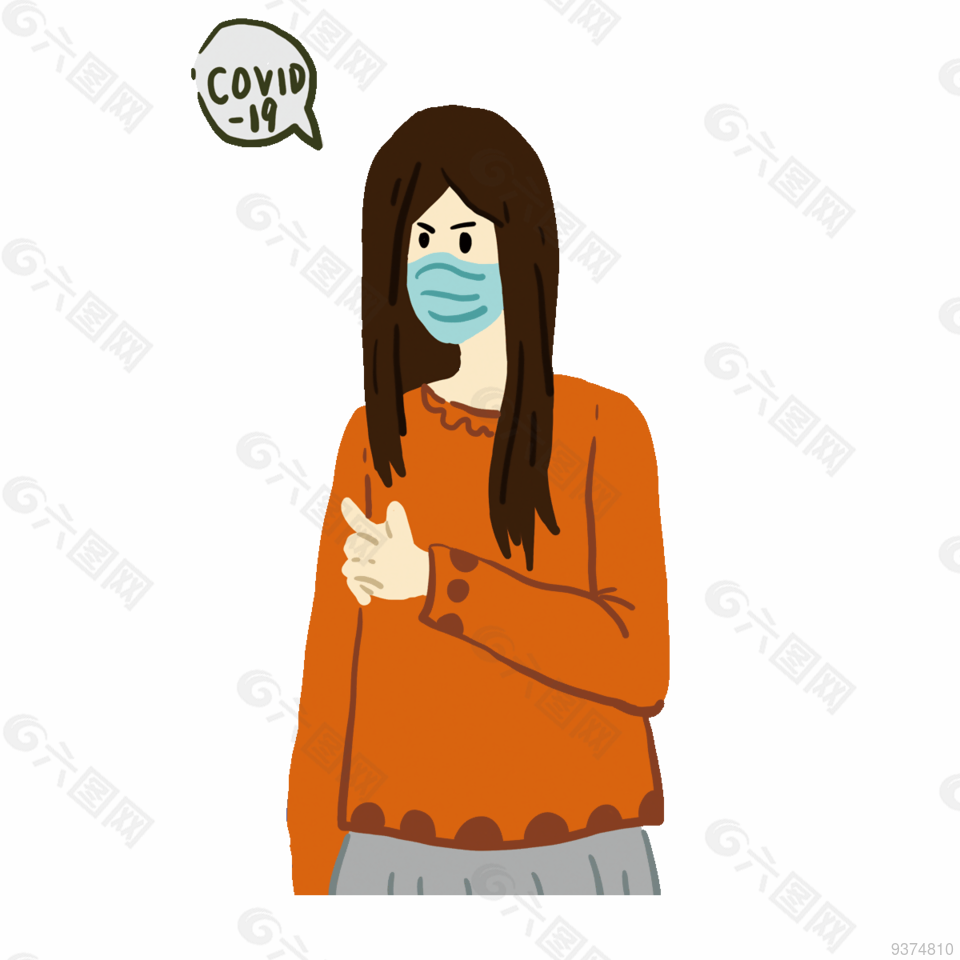 手绘防疫卡通人物图案