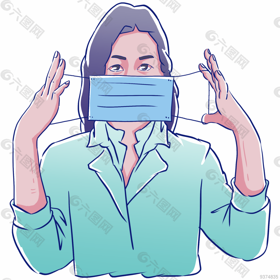 卡通人物戴口罩图片