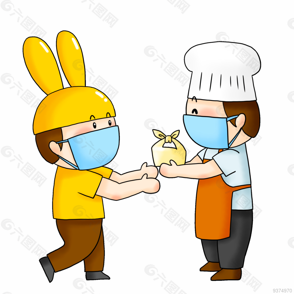 手绘卡通餐饮服务防疫图片