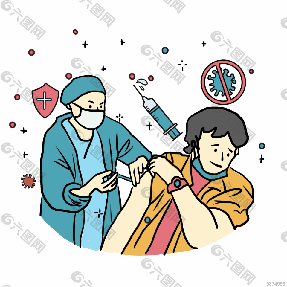接种疫苗卡通图案