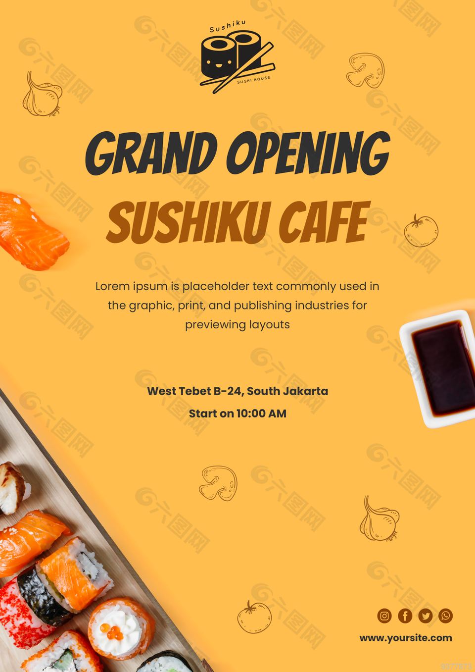 寿司料理店开业宣传海报
