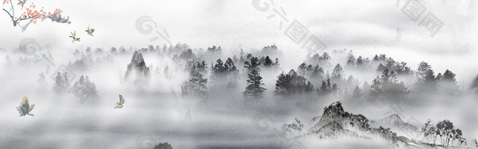 云雾缭绕山水图素材