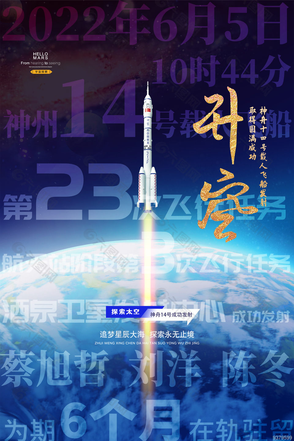 神舟十四号成功发射宣传海报