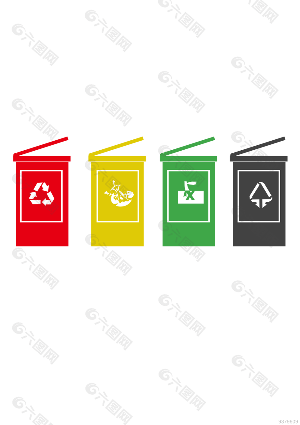 彩绘分类垃圾桶标志