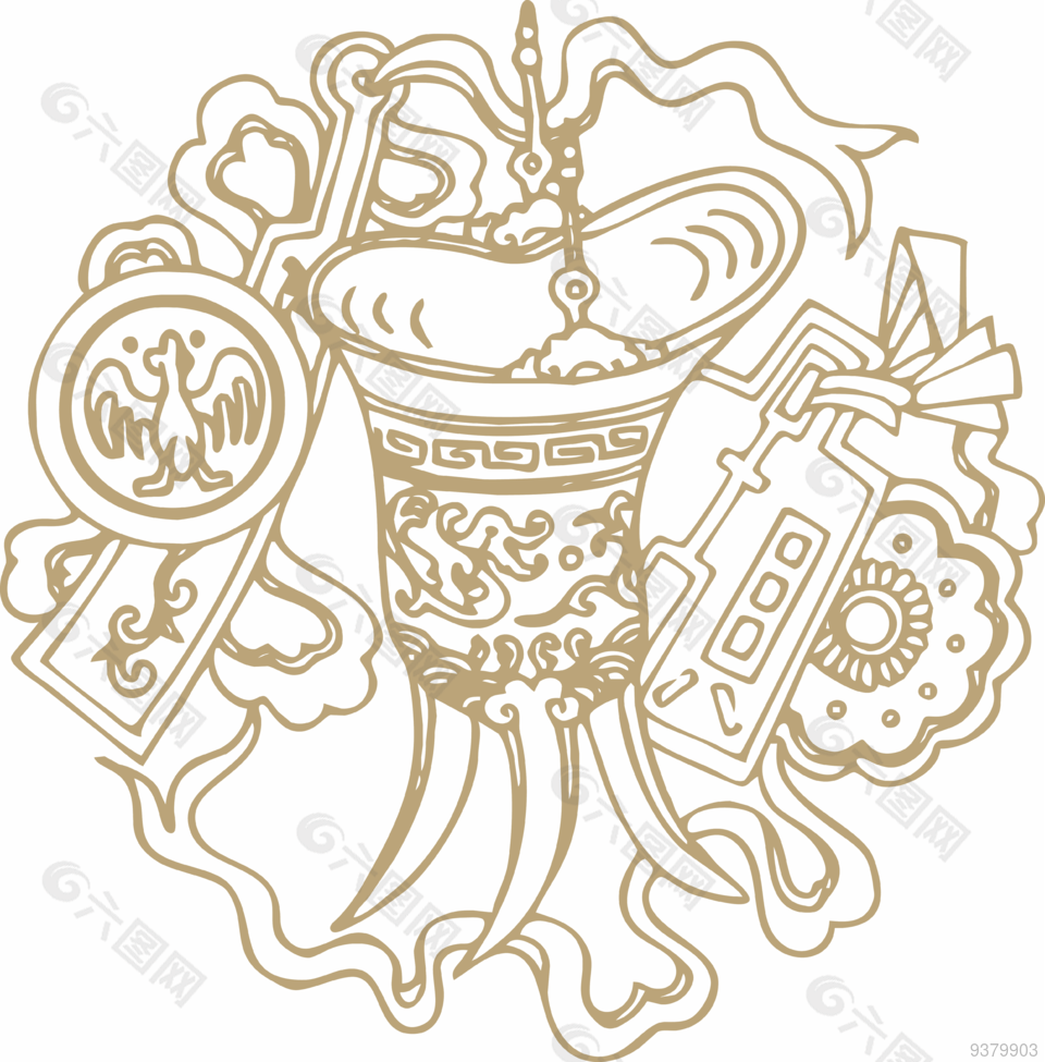 古代宫廷酒杯图案素材
