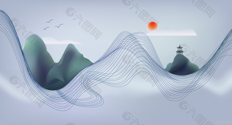 抽象写意山水挂画背景