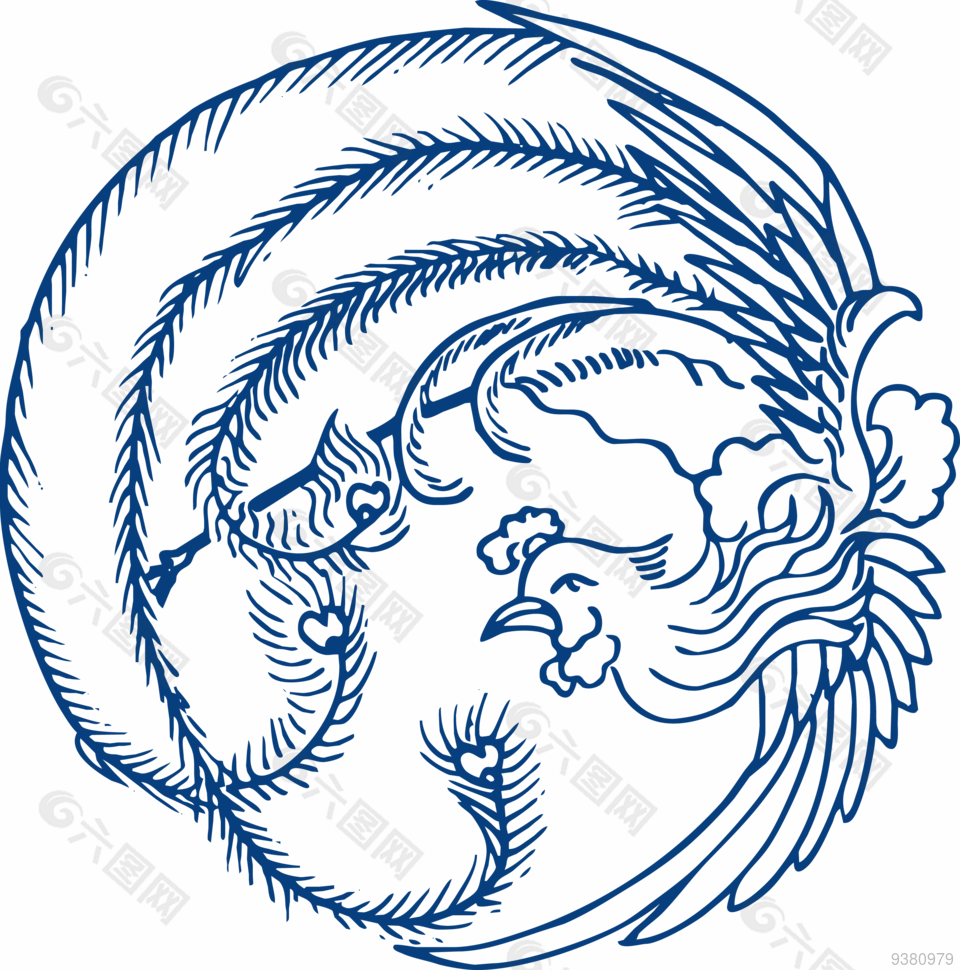 青色花纹元素设计