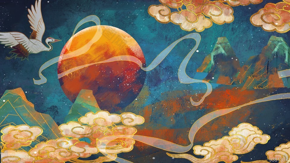 中国风敦煌神话故事背景