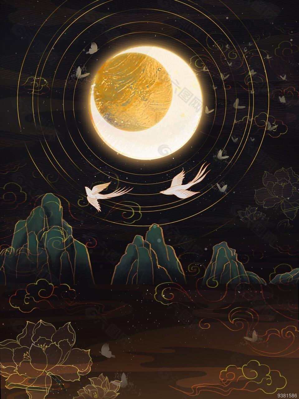 绝美敦煌壁画背景素材