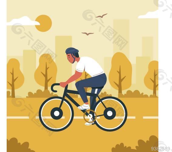 自行车比赛卡通插画设计