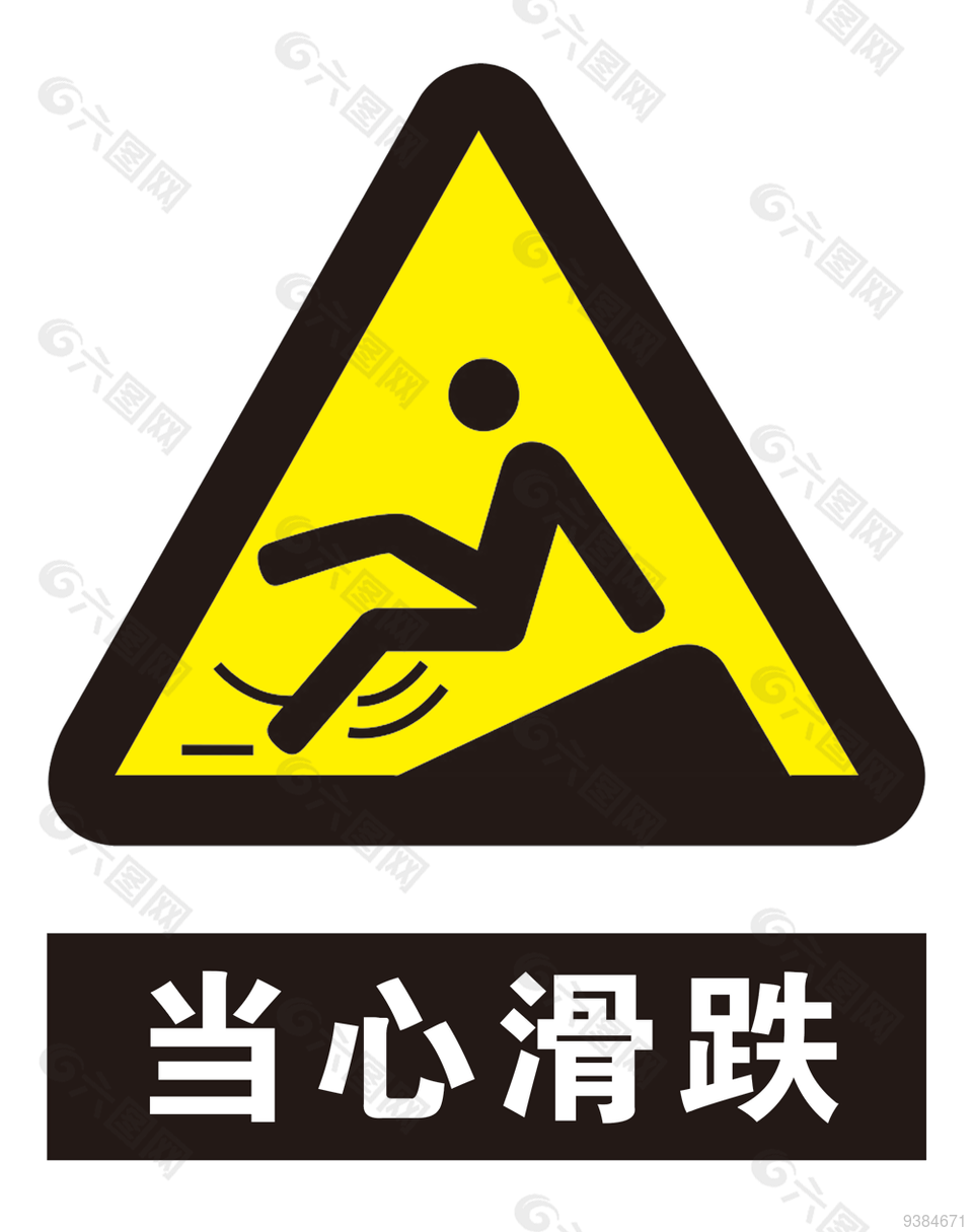当心滑跌安全警示标志