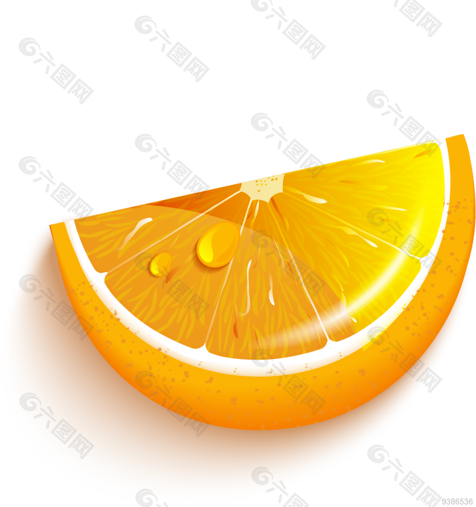 手绘动漫橙子橘子半块透明素材