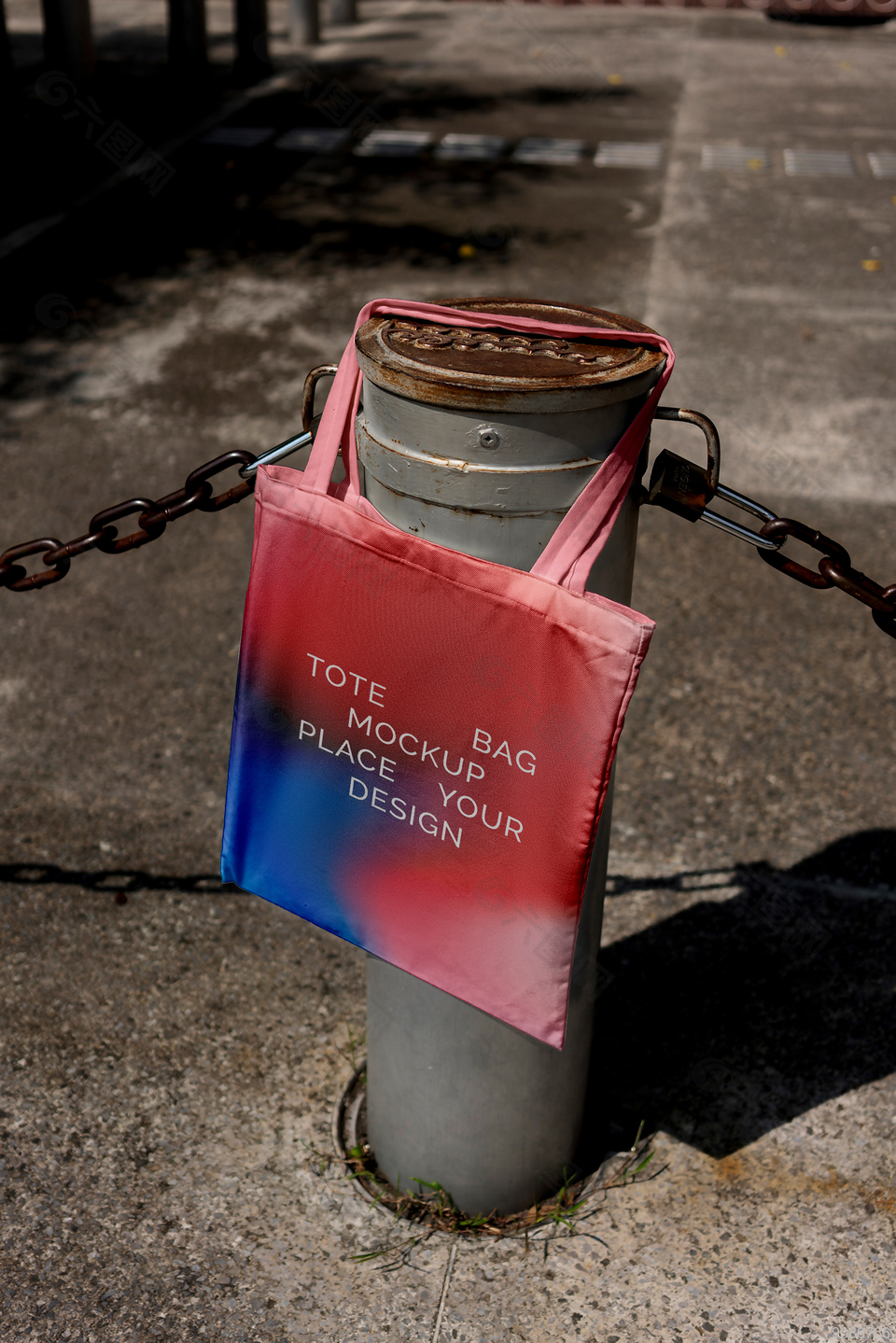 粉色渐变手提袋样机模型设计