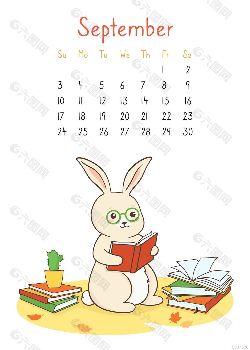 23年九月兔年日历背景平面广告素材免费下载 图片编号 六图网