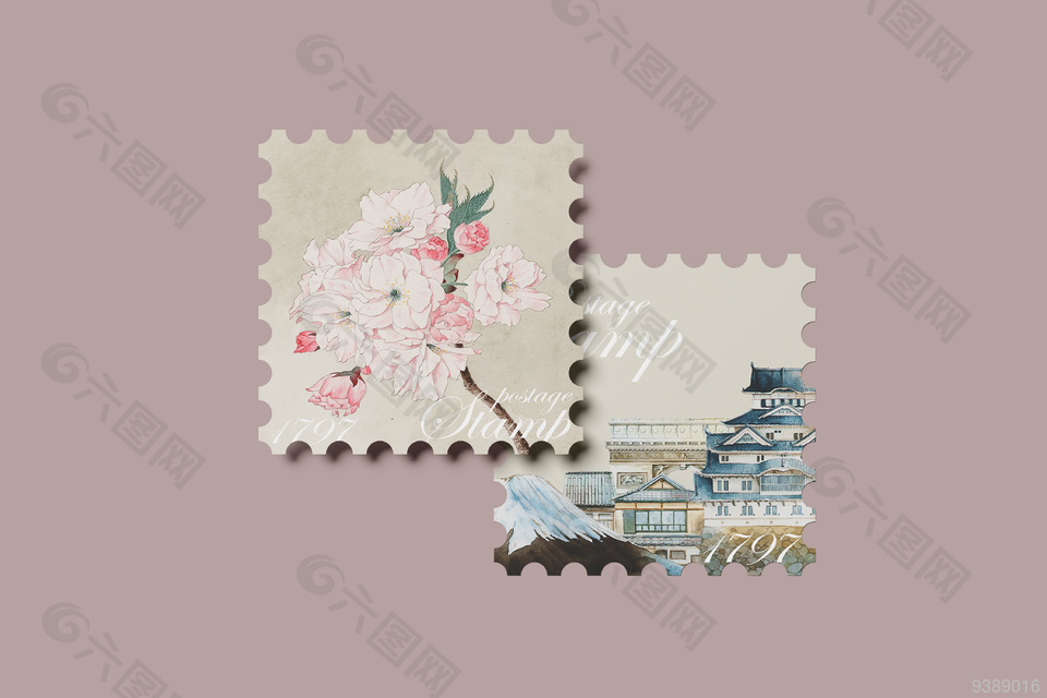 邮票贴纸样机设计素材