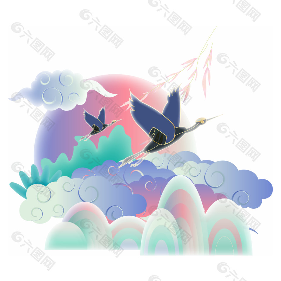 复古中国风燕子装饰图案下载