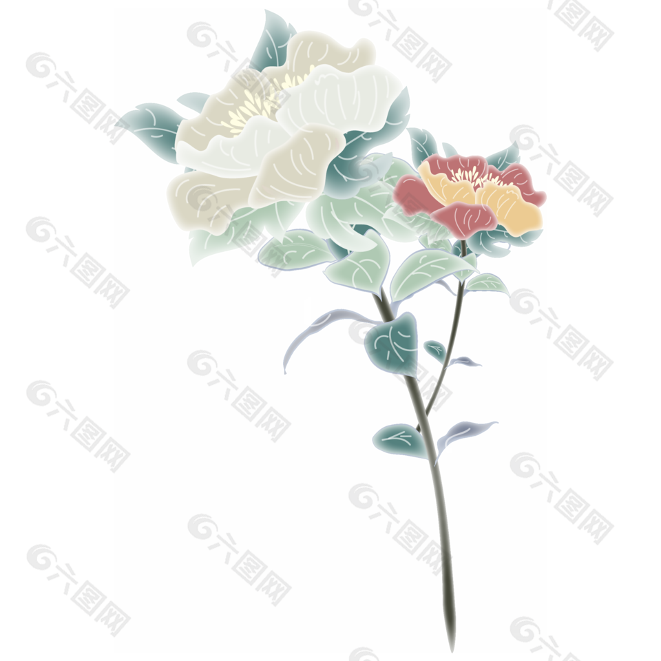 淡雅花朵素材设计