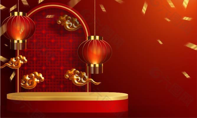 过年产品展台背景墙设计