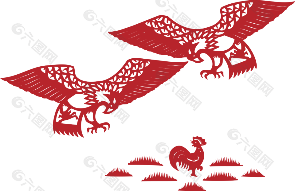 喜庆镂空燕子窗花图案下载